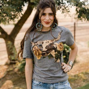 Rodeo Quincy Libby Longhorn Tee Size Small